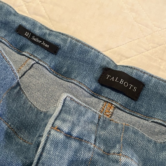 TALBOTS Sailor Jeans Women's 12 Wide Leg Stretch High Rise Nautical Mystic Blue - Picture 6 of 11